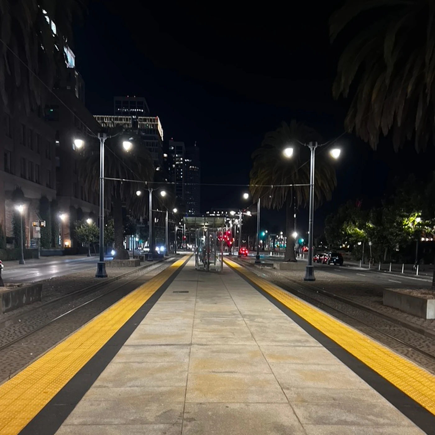 loose change cover showing an empty San Francisco Muni platform at night